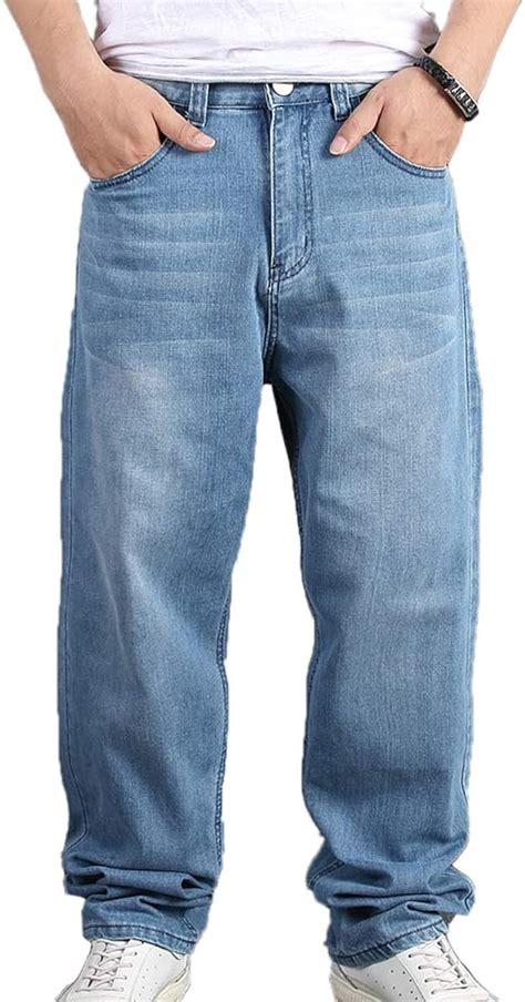 Qbo Mens Baggy Jeans Relaxed Fit Denim Loose Pants At Amazon Mens Clothing Store