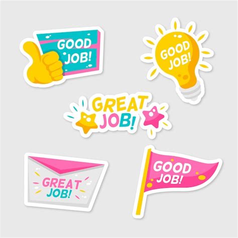 Free Vector Flat Good Job And Great Job Stickers Pack
