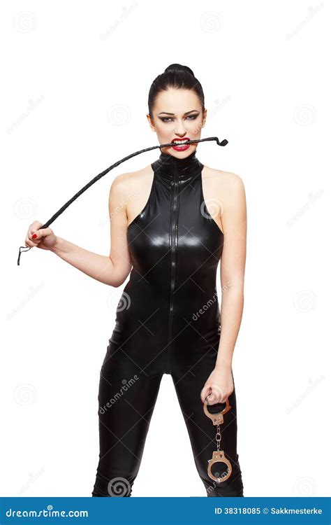 Dominatrix With Whip And Handcuffs Stock Image Image Of Bdsm Pretty