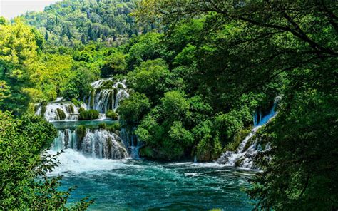 Download Wallpapers Krka National Park Waterfalls Beautiful Nature