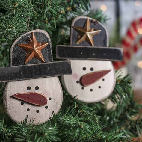 Rustic Wooden Snowman Ornament Christmas Ornaments Christmas And