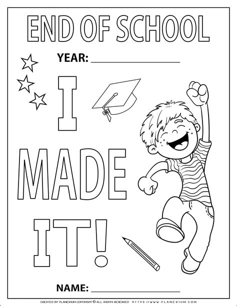 Kindergarten summer review math & literacy worksheets & activities. End of Year - Coloring Page - I Made It! for a Boy ...
