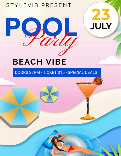 Colorful Pool Party Flyer Template Postermywall