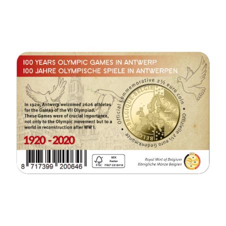 De olympische spelen in tokio, het grootste sportevenement ter wereld is verschoven naar 2021. België 2020 2½ euro 'Olympische spelen Antwerpen'in coincard