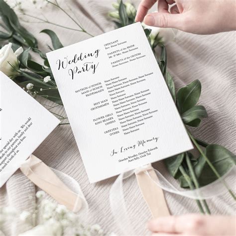 Fan Wedding Program Instant Download Printable Template Etsy