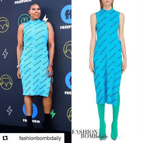 Ej style was designed by pipdig. EJ Johnson Turns Heads in Balenciaga Print Turquoise Dress ...