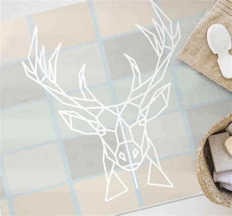 Triangle Deer Print Nordic Vinyl Rug TenStickers