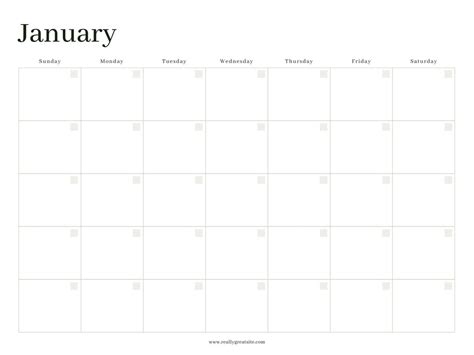 Monthly Blank Calendar Simple Calendar Horizontal Printable Etsy
