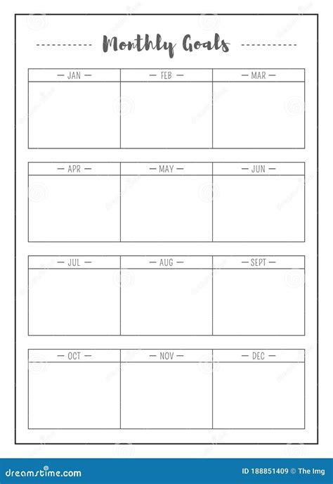 Month Task Minimalist Planner Page Design Stock Vector Illustration