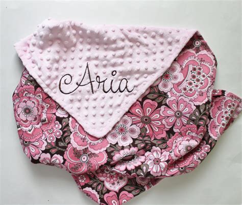 Personalized Baby Girl Minky Blanket Or Lovey Pink And Brown