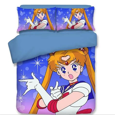 Japanese Anime Sailor Moon Bedding Set Twin Queen King Size Flat Bed Sheet With Pillowcase Duvet