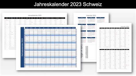Jahreskalender 2023 Schweiz Excel And Pdf Muster Vorlagech