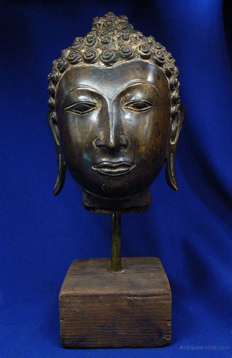 Antiques Atlas 19th C Chinese Bronze Buddha Head With Stand