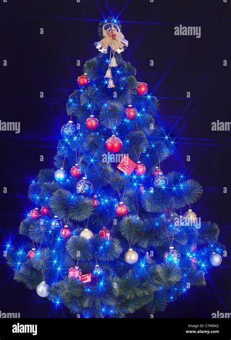 Christmas Tree And Lights Stock Photo Alamy