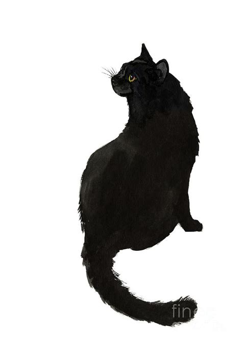 Black Cat Giclee Fine Art Print Minimalist Watercolour Illustration