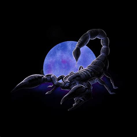 Moon Scorpio On Black Background Stock Illustration Illustration Of