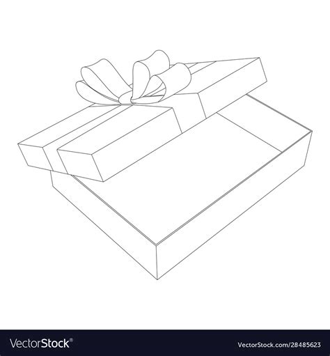 Open T Box Outline Drawing Royalty Free Vector Image
