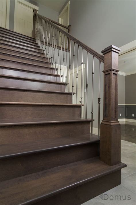 Dark Stained Staircase With Modern Stainless Spindles In 2019 Wooden