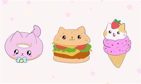 Lets Draw Cute Food Cats Cartoon Food And Cat Mash Ups Kawaii Style