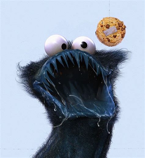 Cookie Monster From Sesame Street Monster Cookies Scary Art