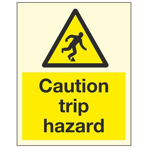Caution Trip Hazard Photoluminescent Linden Signs And Print