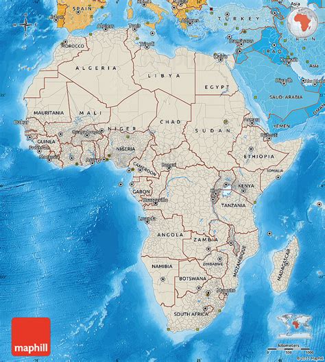 Shaded Relief Map Of Africa Political Shades Outside