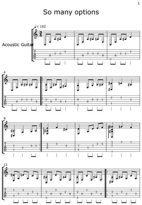 So Many Options Sheet Music For Acoustic Guitar