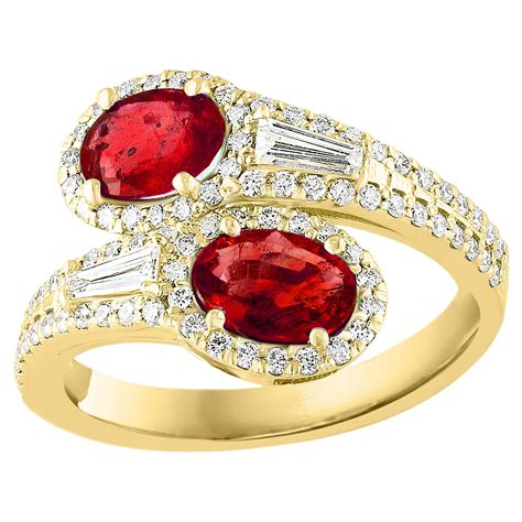 154 Carat Oval Cut Ruby Diamond Toi Et Moi Engagement Ring In 14k