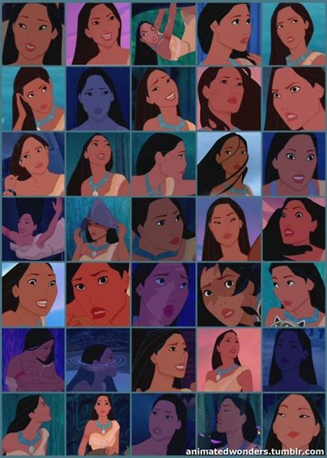 The Many Faces Of Pocahontas Disney Art Disney Disney Pocahontas
