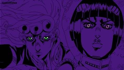 Jojo Bruno Buccellati With Pink Eyes And Giorno Giovanna With Green