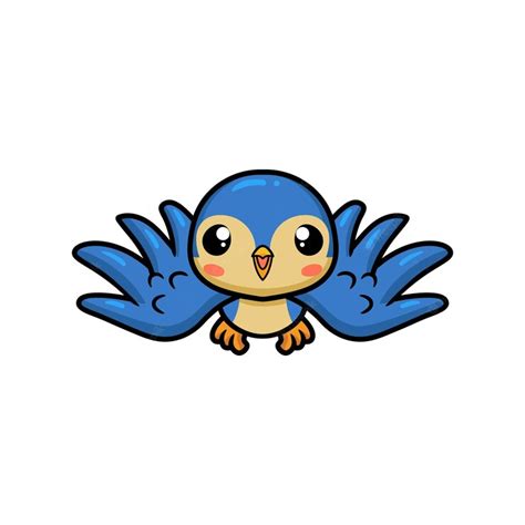 Premium Vector Cute Little Blue Bird Cartoon Flying