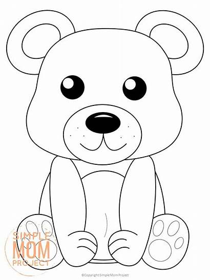 Coloring Bear Printable Woodland Pages Forest Toddlers