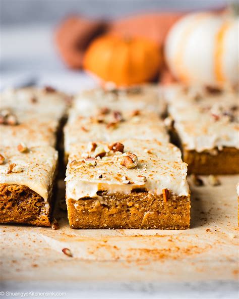 Pumpkin Bars With Cream Cheese Frosting Vegan Shuangys Kitchen