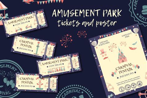 Amusement Park Tickets And Poster Template Graphic By Butuscm