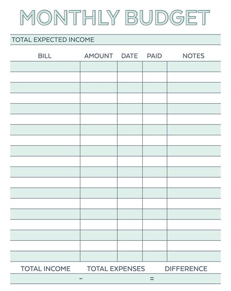 Printable Monthly Budget Template Excel Printable Templates Free