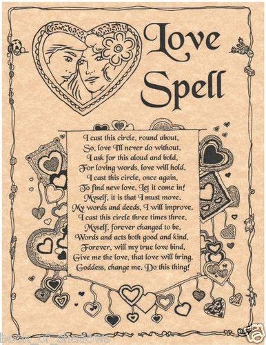 Love Spell Book Of Shadows Page Bos Pages Witchcraft Wicca Parchment