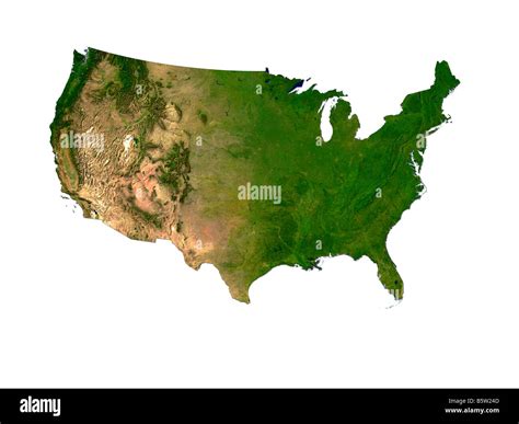 Satellite Image Of The United States Of America Isolated On White Stock