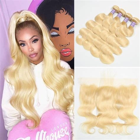 Dsoar Hair 613 Blonde Lace Frontal Closure With 4 Bundles