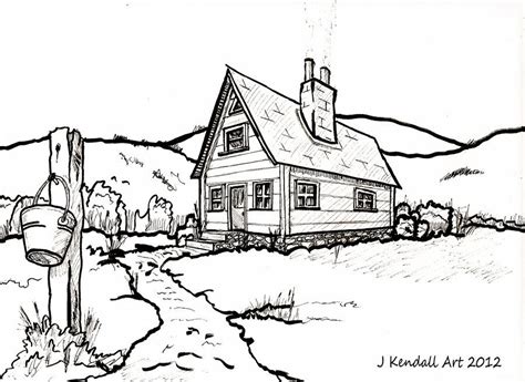 Old Country Houses Drawings Line Drawing