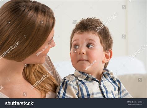 Happy Mother Talking Her Son Home Stock Photo Shutterstock