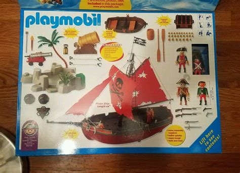 Rare Vintage Playmobil 3619 Pirate Ship And Island Adventure Set New