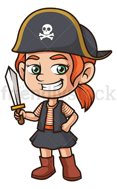 Cute Girl Pirate Cartoon
