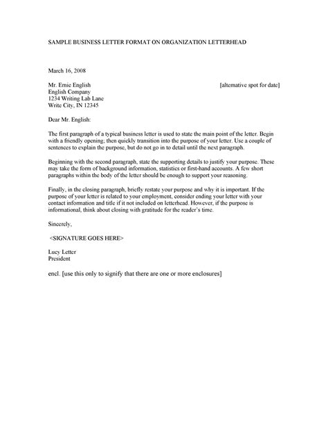 how to write a formal business letter template