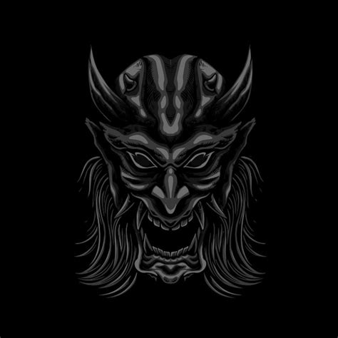 Premium Vector Mecha Demon Mask Illustration