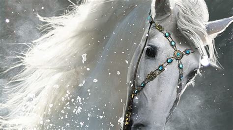 Horse Fantasy Olga Antonenko Jewel White Winter Blue Iarna