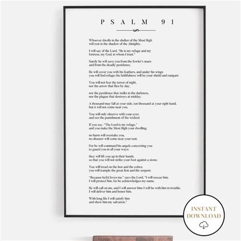Psalm 91 Bible Verse Wall Art Printable Wall Art Bible Verse Etsy