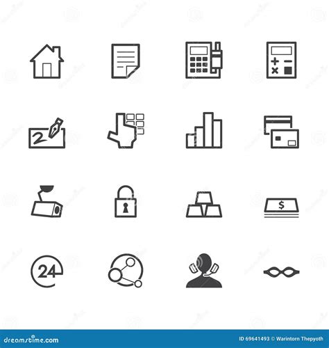 Bank Black Icons Set On White Background Stock Illustration