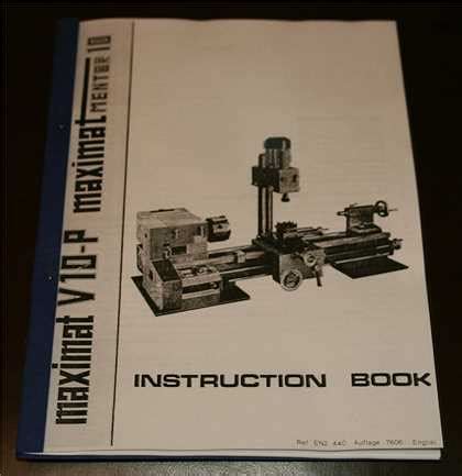 Maximat Mentor 10 Lathe Instruction Manual Machine Manuals