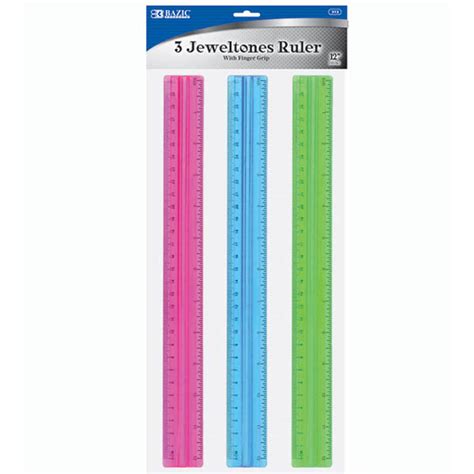 Rulers Jeweltones With Finger Grip 12 30cm 3pack Bazic Products