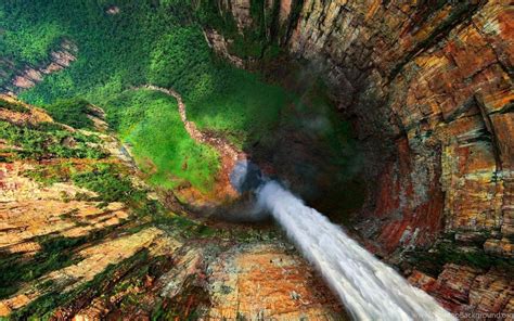 Dragon Falls Venezuela Waterfall South America Nature Desktop